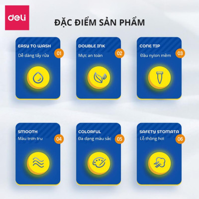 Bút Brush Bút Dạ Màu Marker Chuyên Viết Calligraphy Đầu Lông Mềm Dành Cho Học Sinh Deli - Họa Cụ Tô Màu Dạ An Toàn Cho Trẻ Em Kèm Túi Vải Họa Cụ Vẽ Tranh Cao Cấp Tô Màu Vẽ Tranh Manga Anime - HM651