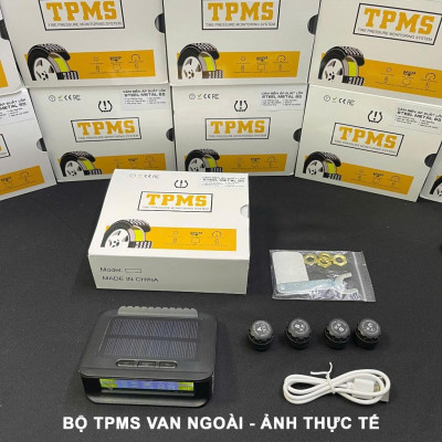 Bộ cảm biến áp suất lốp ô tô xe hơi Tiếng Việt bản cao cấp STEELMETAL S5 Màn LCD Pin năng lượng mặt trời