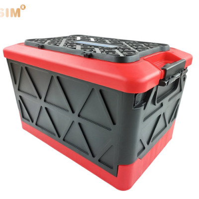 Hộp đựng đồ gấp gọn 2 ngăn 50L màu đỏ pha đen kích thước 50cm x 34cm x 31cm - hộp đựng đồ trong cốp ô tô nhãn hiệu Macsim chất liệu PP cao cấp