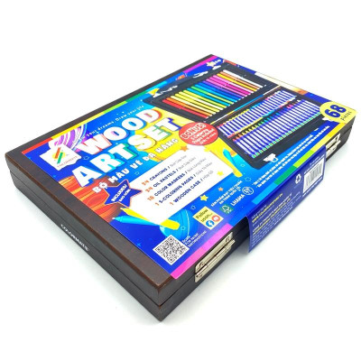 Bộ Màu Vẽ Đa Năng Hộp Gỗ MS (68 Chi Tiết)