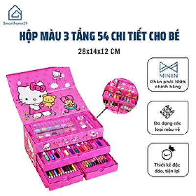 Hộp Màu 3 Tầng 54 Chi Tiết Gồm Màu Sáp, Chì Màu, Màu Dạ, ... Cho Bé Tập Tô, Tập Vẽ, Tăng Khả Năng Sáng Tạo - Chính hãng MINIIN (Giao mẫu ngẫu nhiên)