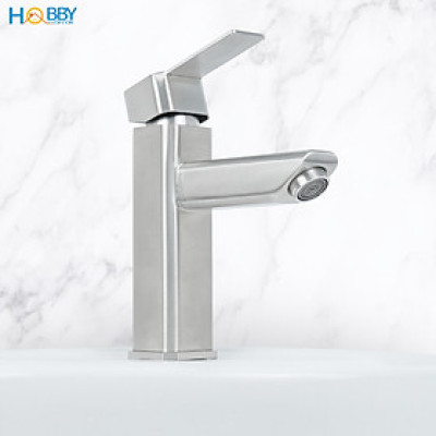 Vòi chậu rửa mặt nóng lạnh thân vuông inox 304 Hobby home decor VRM12