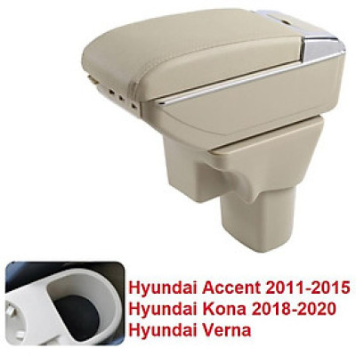 Hộp tỳ tay dành cho ô tô Hyundai Accent 2011-2015, Hyundai Kona 2018-2020 và Hyundai Verna tích hợp 7 cổng USB: Mã DUSBV -Hàng Chính Hãng