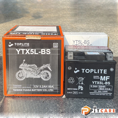 Bình Ắc Quy 12V Xe Máy Toplite YTX5L-BS 12V 5.2Ah Chính Hãng Bảo Hành 6 Tháng