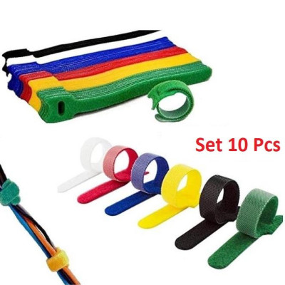 Combo 10 Băng Gai Nhiều Màu Dính 2 Mặt Cuốn Và Bó Dây Sạc, Dây Cáp, Dây Tai Nghe, Tiện Dụng, Làm Gọn Dây - TakyHome 5678