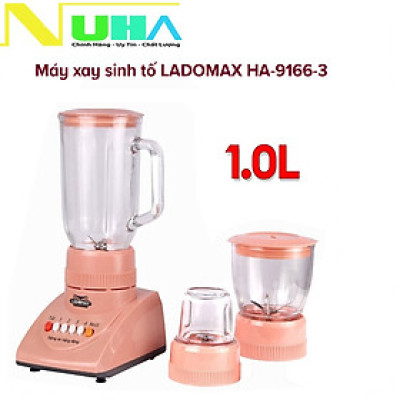 máy xay sinh tố gia đình 3 cối thủy tinh Ladomax Ha9166 cống suất 420W, moto đồng-Hàng chính hãng