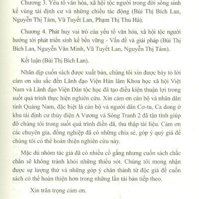Yếu Tố Văn Hóa, Xã Hội Tộc Người Trong Đời Sống Sinh Kế Của Người Dân Vùng Tái Định Cư Thủy Điện (Sách chuyên khảo)