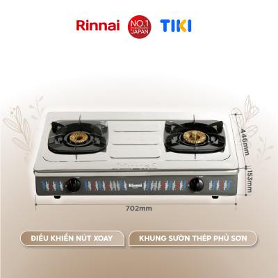 Bếp gas dương Rinnai RV-377(S)N mặt bếp inox và kiềng bếp men - Hàng chính hãng.