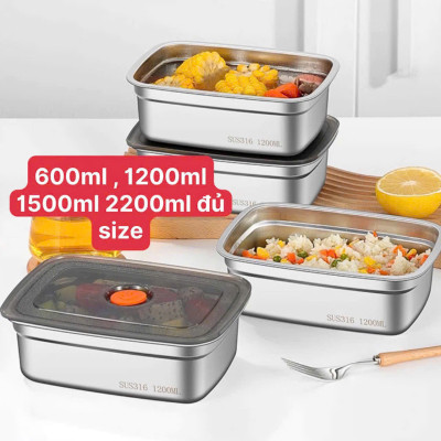 Hộp Đựng Thực Phẩm Inox Cao Cấp Kèm Nắp – Khay Inox Đựng Đồ Ăn Bảo Quản Tủ Lạnh Đủ Size - HÀNG CHÍNH HÃNG MINIIN