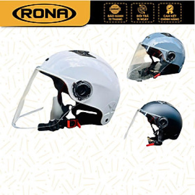 Mũ bảo hiểm xe máy 1/2 Rona R9K có kính dài màu trong, mũ freesize nhiều màu dành cho cả nam và nữ