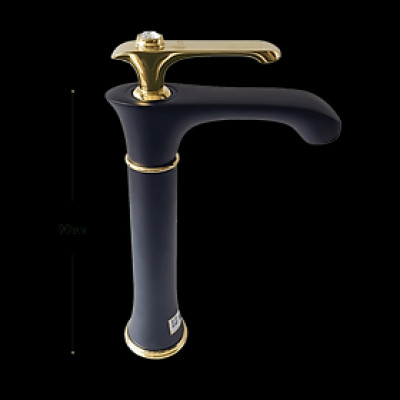 Vòi lavabo nóng lạnh đồng mạ tĩnh điện chân không đen đính đá Juno sofa Teady VCT- 3002B