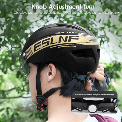 Mũ Bảo Hiểm Xe Đạp ESL-02, vỏ nhựa ngoài cứng, kính tháo rời nam châm, thoáng khí 1 cỡ có thể điều chỉnh - Mai Lee