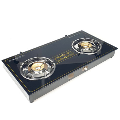 Bếp Ga Đôi Raiden RD-369 Mặt Kiếng Cường Lực Đầu Đốt Đồng Khung Inox Bền Bỉ (Hoa Văn Ngẫu Nhiên)-Hàng Chính Hãng