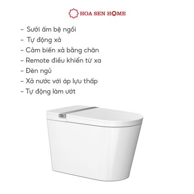 Bồn cầu thông minh TUSLO E002 Luxury lớp phủ men cao cấp, thiết kế bo tròn góc cạnh, công nghệ cảm biến hiện đại - Hoa Sen Home - Hàng chính hãng