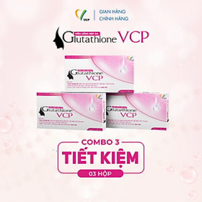 [Combo 3 hộp] TPBVSK Viên uống đẹp da Glutathione VCP - Hỗ trợ làm sáng da, giảm các triệu chứng nhăn da, khô da, nám da - Hộp 20 viên