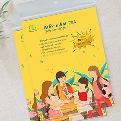 Giấy kiểm tra 4 ô ly giấy trắng dày100gsm bảng kẻ sẵn đẹp tiện lợi, giấy xịn viết êm không lem không hằn, Combo 4: 28 tờ GKTL1-09 Green Art  dòng - Hàng chính hãng