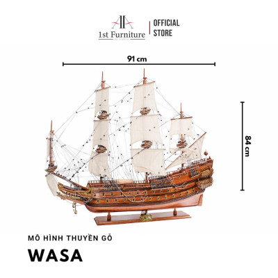 Mô hình thuyền cổ WASA cao cấp, mô hình thuyền gỗ tự nhiên sang trọng lắp ráp sẵn 1st FURNITURE