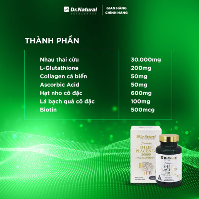 Bộ Sản Phẩm Trắng Da, Đẹp Da Sâu Bên Trong Dr Natural | Viên Uống Trắng Da + Serum Trắng Da Nhau Thai Cừu Glutathione
