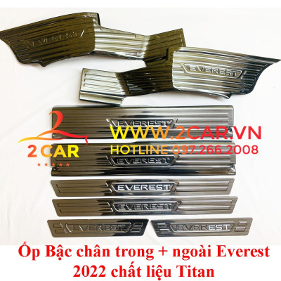 Ốp bậc cửa, nẹp bước chân trong, ngoài xe Ford Everest 2022 2023 chất liệu Titan cao cấp