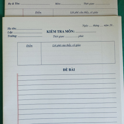 Tuanviet Books Giấy kiểm tra Kẻ ngang dành cho học sinh (Cấp 1,2,3)