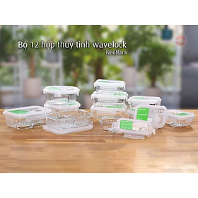 Bộ hộp thuỷ tinh 12 món bảo quản, đựng thực phẩm Neoflam Hàn Quốc - Wavelock, Dùng bảo quản, nướng, hâm nóng thực phẩm