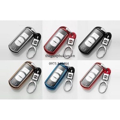 Ốp, bọc chìa khóa silicon tráng gương bảo vệ chìa khóa xe Mazda 2, 3, 6, CX-5, CX- 8 kèm móc đeo INOX