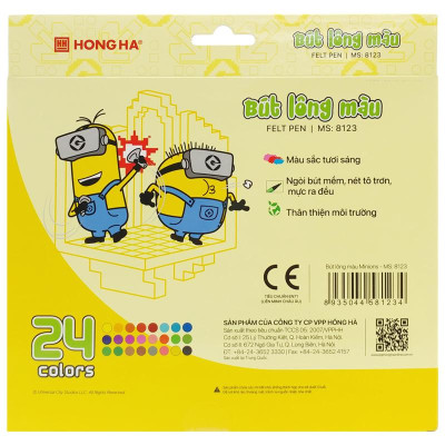 Hộp 24 Bút Lông Màu Minions - Hồng Hà 8123