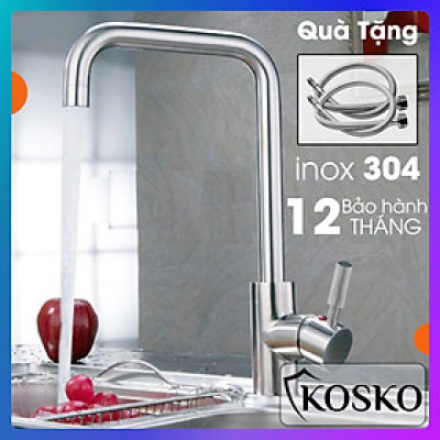 Vòi nước rửa chén KOSKO inox 304, vòi rửa chén bát tròn vuông nóng lạnh phù hợp với nhiều loại bồn rửa chén và chậu rửa bát chén khác nhau