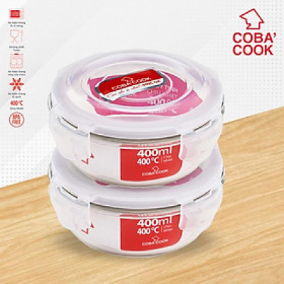 Bộ 2 hộp thủy tinh đựng thực phẩm chịu nhiệt COBA