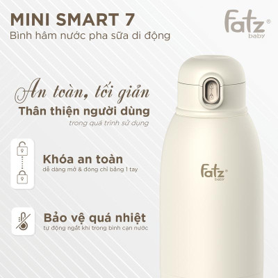Bình hâm nước pha sữa di động Fatzbaby Mini Smart 7 - FB3813KB Hàng Chính Hãng