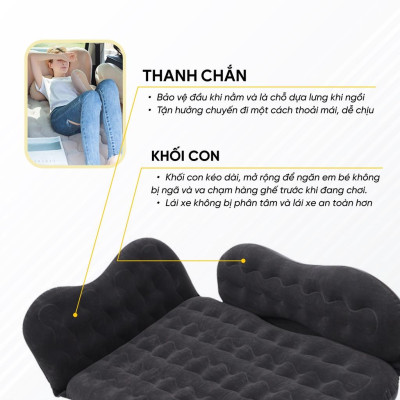 Giường Nệm Hơi Ô Tô Cao Cấp - Đệm Ô Tô Cho Xe 5,7 Chỗ - Phiên Bản Chống Nóng Lưng -