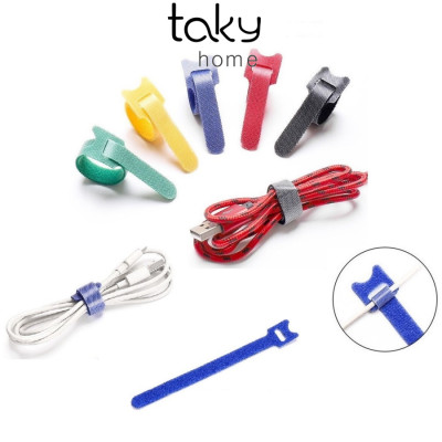 Combo 10 Băng Gai Nhiều Màu Dính 2 Mặt Cuốn Và Bó Dây Sạc, Dây Cáp, Dây Tai Nghe, Tiện Dụng, Làm Gọn Dây - TakyHome 5678