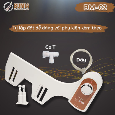 Vòi xịt vệ sinh thông minh gắn bồn cầu Bumia bidet bm02, bảo hành 36 tháng, lắp đặt vào các loại bồn cầu có sẵn tại nhà