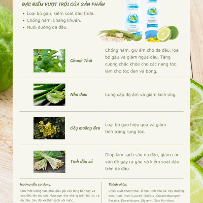 Dầu gội đầu thảo dược Dokbuaku hương Chanh Thái trị gàu hiệu quả - 450ml