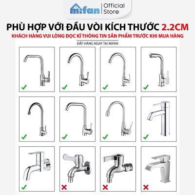 Đầu vòi rửa bát tăng áp lọc nước 3 chế độ phun Mifan - Lõi PP loại bỏ cặn bẩn, clo, màu và mùi, cổ xoay 360 bồn rửa chén
