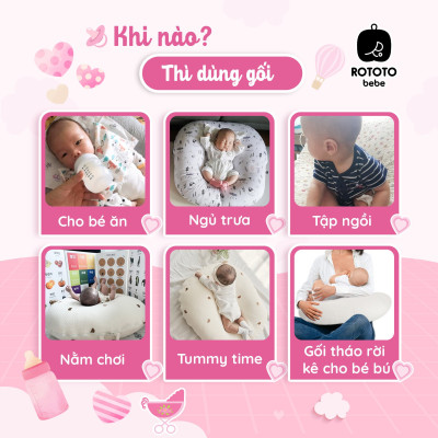 Gối chống trào ngược cho bé Rototo Bebe chất liệu đặc biệt Ripple gợn sóng - Ghi cá voi