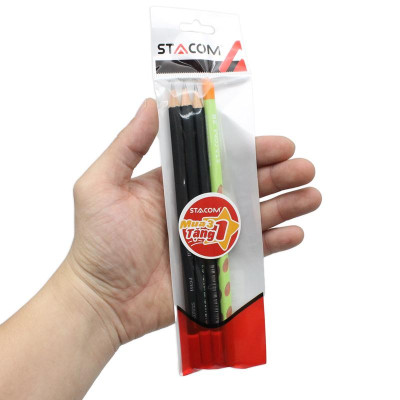 Vỉ 3 + 1 Bút Chì Gỗ 2B - Stacom V3PC101-2B