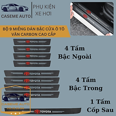 [TOYOTA] Bộ 9 Miếng Dán Vân Carbon Chống Trầy Xước Bậc Cửa Ô Tô Dành Cho Hãng Xe TOYOTA - Hàng Chính Hãng