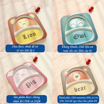 Khay ăn dặm chia 2 ngăn từ tre Bamboo kháng khuẩn cho bé D7006 (màu ngẫu nhiên)