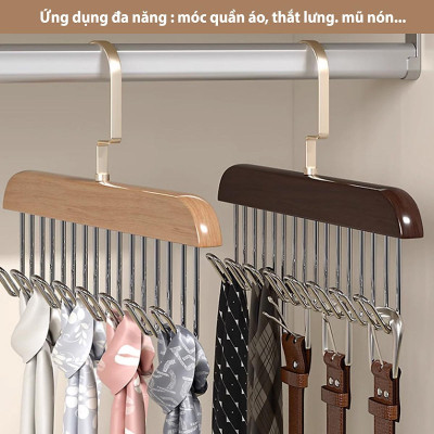 Móc Gỗ Treo Đồ Lót Áo Ngực Áo 2 Dây Bra Gosashi Giá Treo 8 Mắc Bằng Gỗ Treo Áo Lót Cà Vạt Thắt Lưng Túi Xách Gọn Gàng