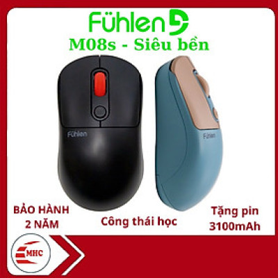 Chuột không dây Fuhlen M08s siêu bền, DPI 1600, bảo hành hãng Ninza 24 tháng, Tặng kèm pin- Hàng chính hãng