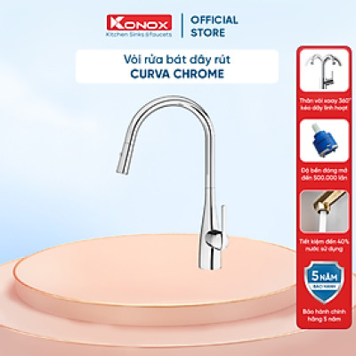 Vòi rửa bát rút dây Konox, Granite Series, Model Curva, 3 màu, Hàng chính hãng