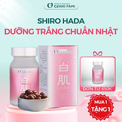 Viên Uống Trắng Da Mờ Sạm Nám Từ Thiên Nhiên Shiro Hada Genki Fami Nhật Bản Hộp 90 Viên