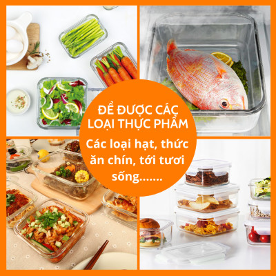 [Mua 2 Tặng 1] Bộ Hộp Đựng Thức Ăn Hộp Cơm Bảo Quản Thực Phẩm Thủy Tinh Chịu Nhiệt - 370ml