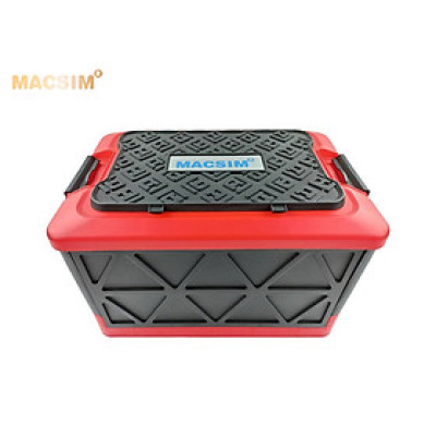 Hộp đựng đồ gấp gọn 2 ngăn 50L màu đỏ pha đen kích thước 50cm x 34cm x 31cm - hộp đựng đồ trong cốp ô tô nhãn hiệu Macsim chất liệu PP cao cấp