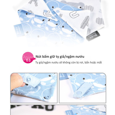 YẾM VẢI TAM GIÁC CHO BÉ CÓ NÚT BẤM GIỮ TY GIẢ/ NGẬM NƯỚU KU2248 - SET 2 CÁI (MÀU XANH)
