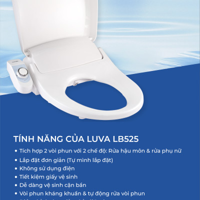Nắp Bồn Cầu Thông Minh LUVA LB525 Xuất Hàn Quốc, BH 3 năm Đổi Lỗi 100 Ngày, Công Nghệ Hàn Siêu Âm