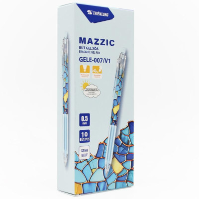 Hộp 10 Bút Gel Xóa Được 0.5 mm - Thiên Long GELE-007/V1 - Mực Xanh