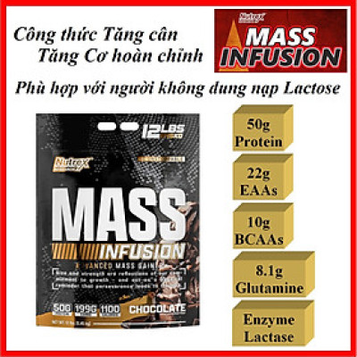 Nutrex Mass Infusion 5,45kg - Sữa tăng cân hiệu quả, tăng Cơ cho người gầy, dinh dưỡng an toàn, thành phần vượt trội