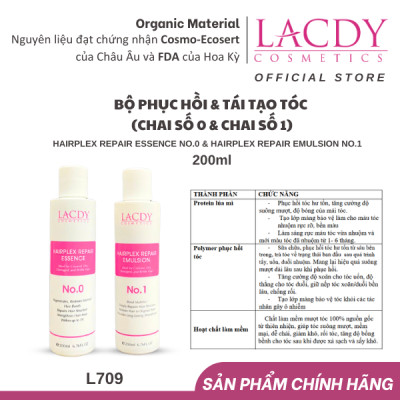 Bộ sản phẩm phục hồi - tái tạo tóc hư tổn Lacdy (L706 L707) Chai số 0 200ml & chai số 1 200ml
